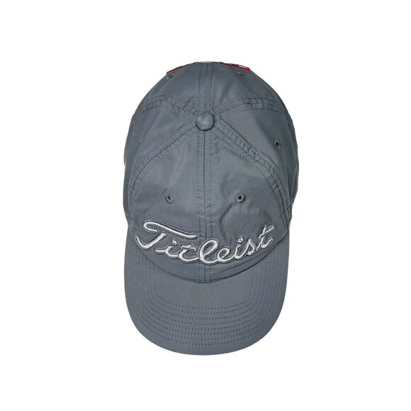 Titleist FJ FootJoy Pro V1 Golf Embroidered Logo StrapBack Hat- Gray - Picture 2 of 9